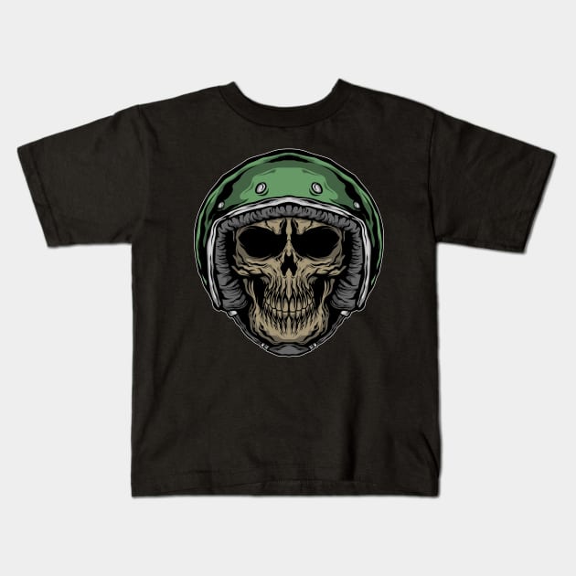 BIKER SKULL Kids T-Shirt by sugiartoss_